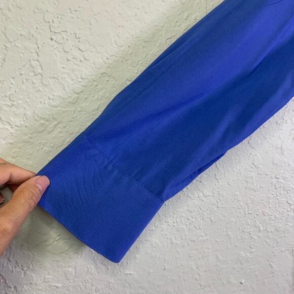 CREMIEUX Women's Blue Tie Front Long‎ Sleeve Button Down Blouse Size Medium - Picture 8 of 15